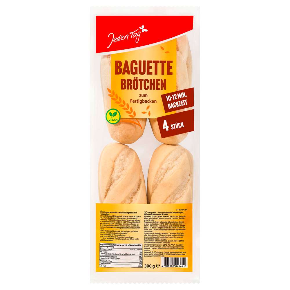 Link zu  Baguette Brötchen, 4 Stück, zum Fertigbacken