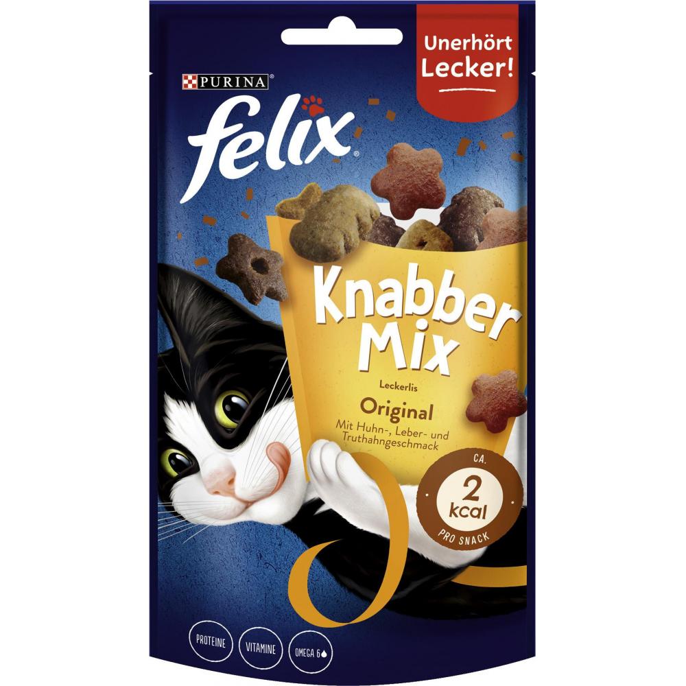 Link zu  Purina Felix Knabber Mix oder Crispies für Katzen, je 45–60 g
