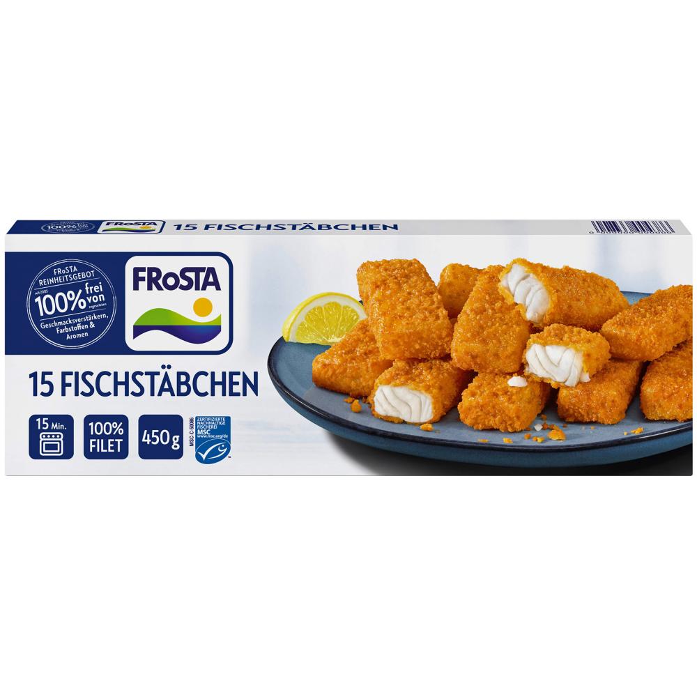 Link zu  Frosta Fischstäbchen oder Cornflakes-Stäbchen, je 390–400 g