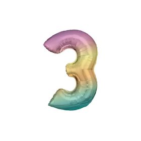 Link zu  Folienballon Regenbogen-Pastell, große Nummer 3
