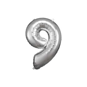 Link zu  Folienballon silber, große Nummer 9