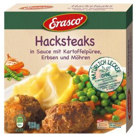 Link zu  Hacksteaks in Sauce mit Kartoffelpüree, Erbsen & Möhren