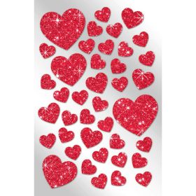 Link zu  Sticker, rote Glitzerherzen