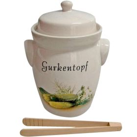 Link zu  Gurkentopf, cremefarbig mit Holzzange