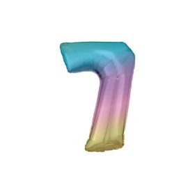 Link zu  Folienballon Regenbogen-Pastell, große Nummer 7