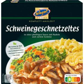 Link zu  Schweinegeschnetzeltes mit Pfeffersoße, Nudeln und Gemüse