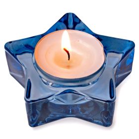 Link zu  Teelichthalter Stern, blau, Glas