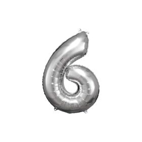 Link zu  Folienballon silber, große Nummer 6