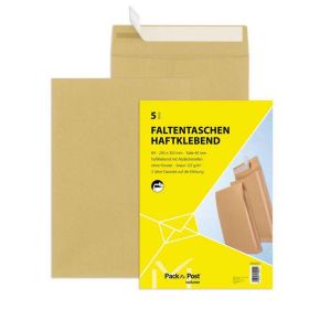 Link zu  Faltentaschen, DIN B4 250 x 353 x 40 mm, 120 g/m² 5 Stück, haftklebend, braun