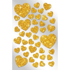 Link zu  Sticker, goldene Glitzerherzen