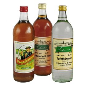 Link zu  Quambusch  Tafelkümmel, Kümmel mit Rum Doppelkümmel oder Vogelsberger Hanjer, je 0,7 l