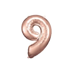 Link zu  Folienballon Roségold, große Nummer 9
