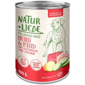 Link zu  Hunde-Nassfutter Huhn und Rind mit Kartoffeln und Zucchini