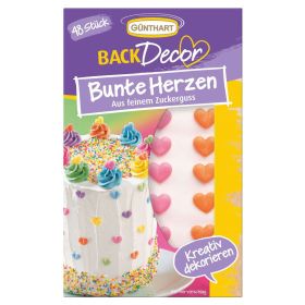Link zu  Kuchen Deko Bunte Zucker Herzen