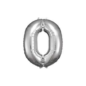 Link zu  Folienballon silber, große Nummer 0