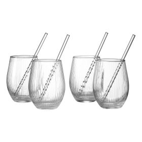 Link zu  Party-Set, 4 Gläser mit Glas Trinkhalm