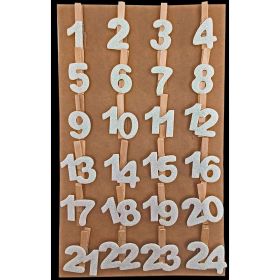 Link zu  Adventskalenderzahlen 1-24, Holzklammern