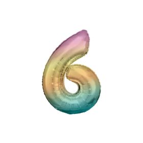 Link zu  Folienballon Regenbogen-Pastell, große Nummer 6