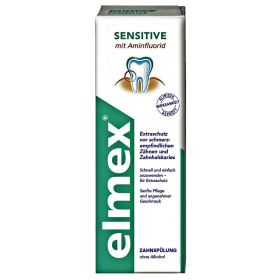 Link zu  Elmex Zahnspülung Sensitive oder  Meridol Mundspülung, je 400 ml