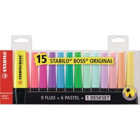 Link zu  Textmarker BOSS ORIGINAL, 15er Tischset 9 Leuchtfarben, 6 Pastellfarben