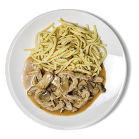 Link zu  Montag–Donnerstag  Schweinegeschnetzeltes nach Züricher Art,