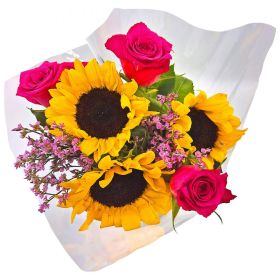Link zu  Sonnenblumen-Rosen-Strauß, pro Strauß
