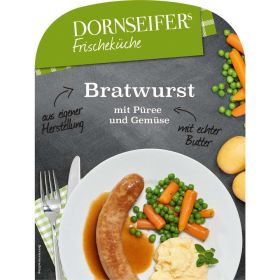 Link zu  Bratwurst mit Püree und Gemüse