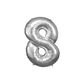 Link zu  Folienballon silber, große Nummer 8